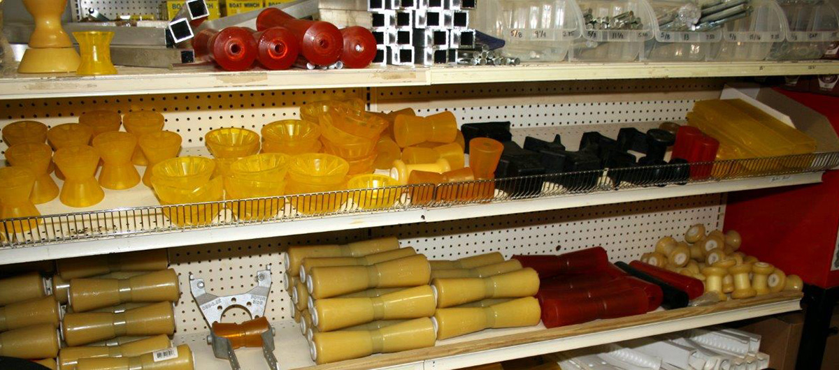 Parts showroom shelves